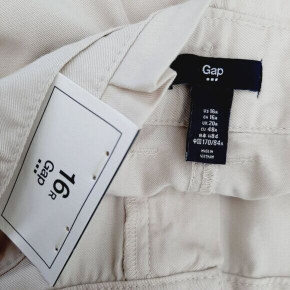GAP Paper-Bag High Waist Tie Belt Lightweight Crop Pants Cream Sz 16 - Picture 8 of 9